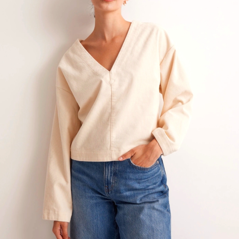 Madewell Cream V-Neck Top